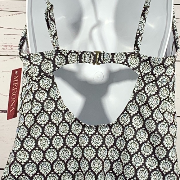 Merona Black and white mandala tankini TOP sz LG - Picture 6 of 6